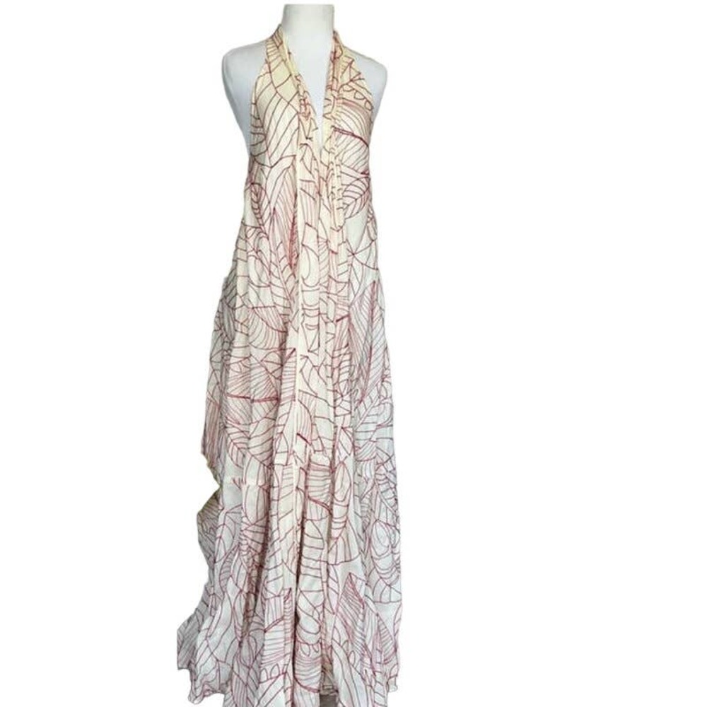 Anthropologie White and Red Midi Dress